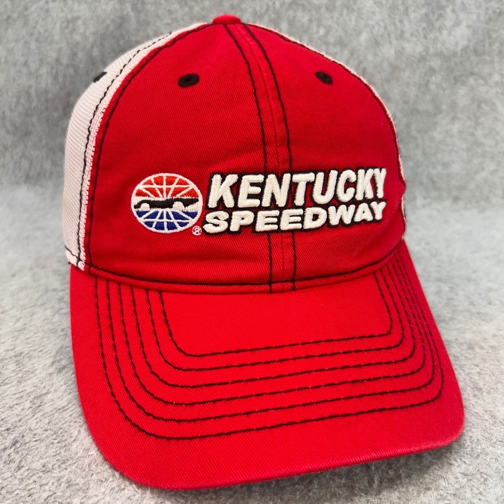 Kentucky Speedway Mens Red SMI Properties Trucker Hat Event Staff Racing OSFM